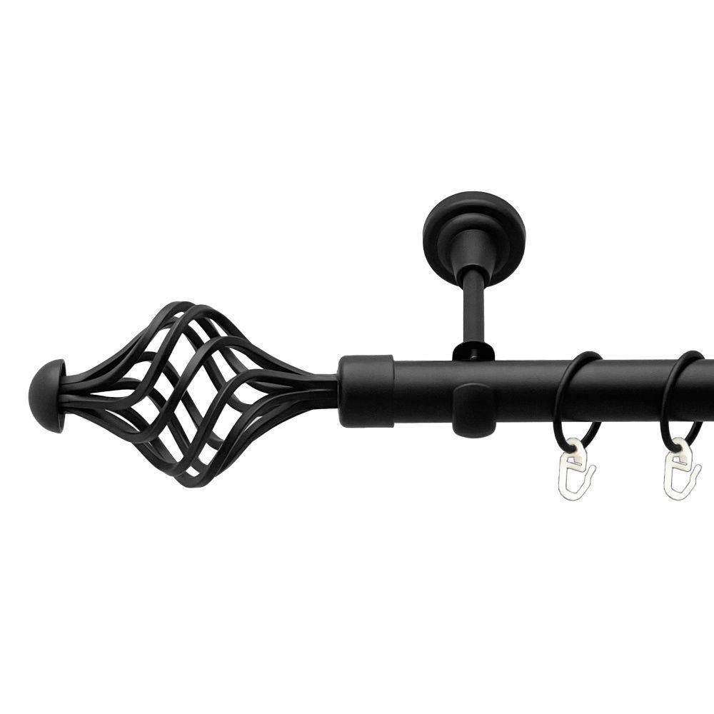 Карниз Orvit Арезо металевий однорядний відкритий гладка труба кільце металеве Чорний Оксамит 25 мм 200 см (00-00018155) Львів - фото 1