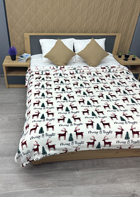 Плед-покривало 200х220 см з різдвяним принтом Різнобарвний (87-337) Київ - фото 5