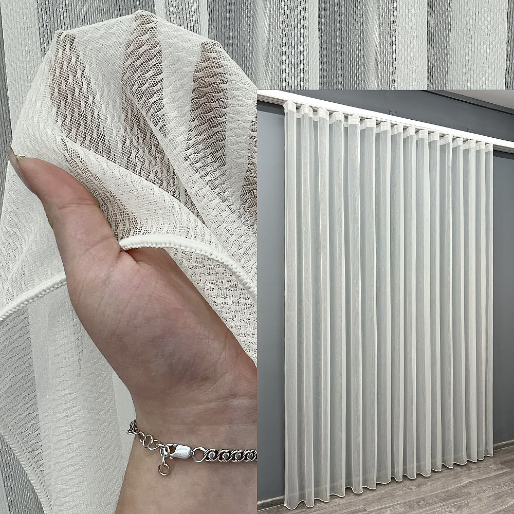 Тюль VR-Textil 1989т Жаккард фактурный Молочный 250х270 см (42-1232) Киев - изображение 1