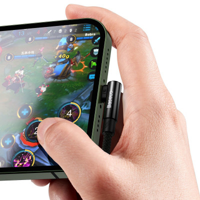 Дата кабель USB 2.0 AM to Lightning 2.0m 2.4A 90° corner black Baseus (CAVP000101) Вінниця - фото 7