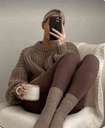 Женские повседневные лосины из бифлекса Шоколад, 44 Одесса