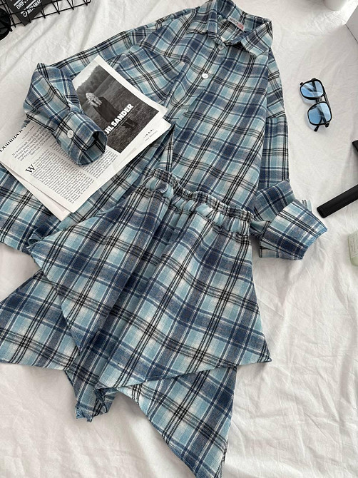 Женский стильный оверсайз костюм в фланель клеточку. Одесса - изображение 9