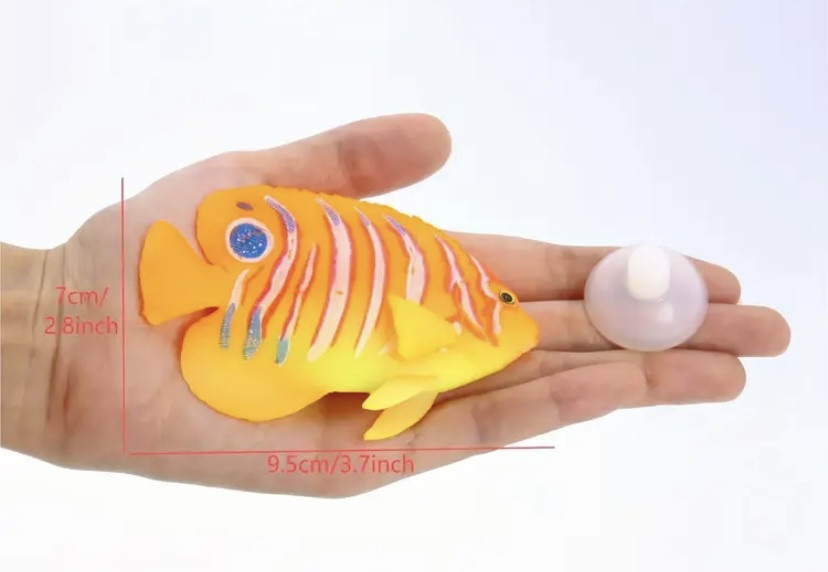 Штучна рибка Ангел для акваріума декор силіконова і люмінесцентна 7 на 9,5 см помаранчева Київ - фото 7