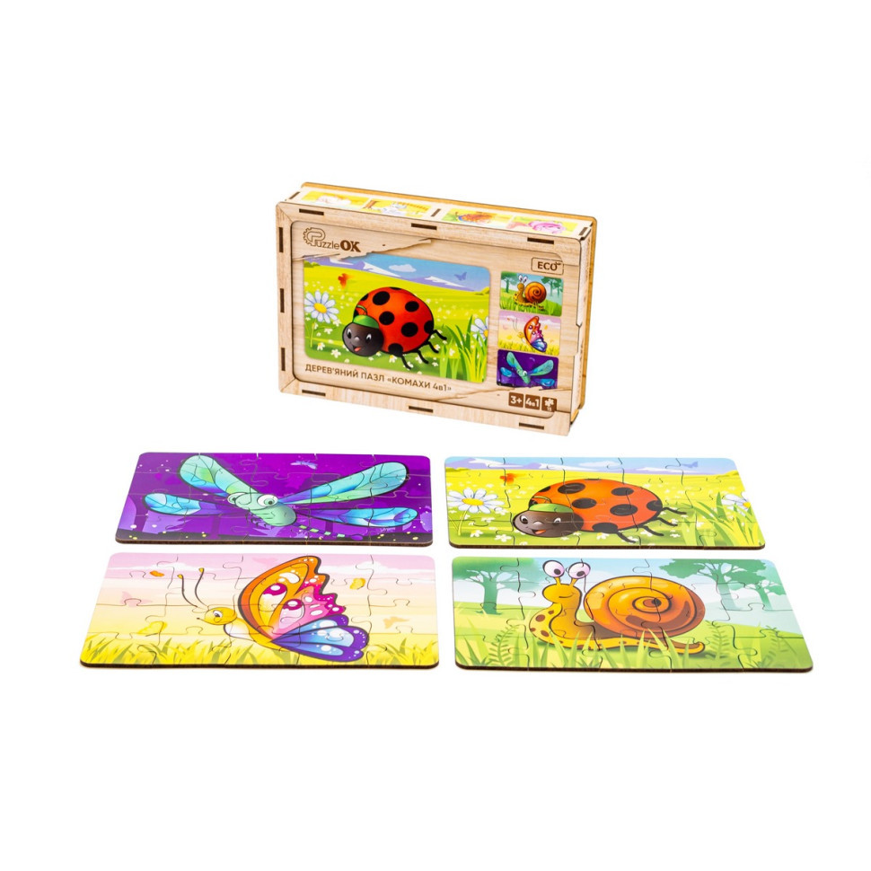Дерев’яний дитячий пазл 4в1 "Комахи" Puz-59557, 80 елементів Вінниця - фото 2