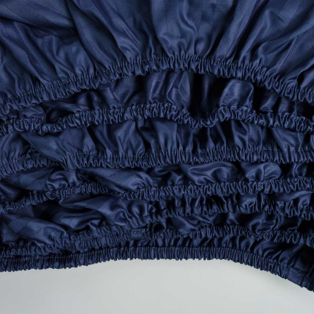 Простирадло на резинці євро страйп-сатин 100% бавовна 200х200х30см 125г/м2 (Темно-синій) Суми - фото 6
