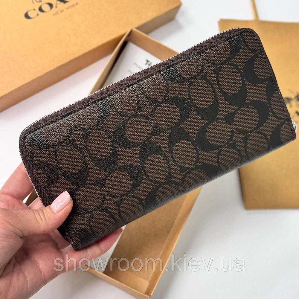 Мужской брендовый кошелек на молнии Coach (1380) brown Киев - изображение 7