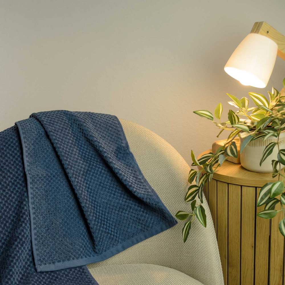 Полотенце махровое однотонное для лица и рук 40x70см Damask Премиум качества Жаккардовое с велюром 550г/м2 (Темно-Синий) Сумы - изображение 2