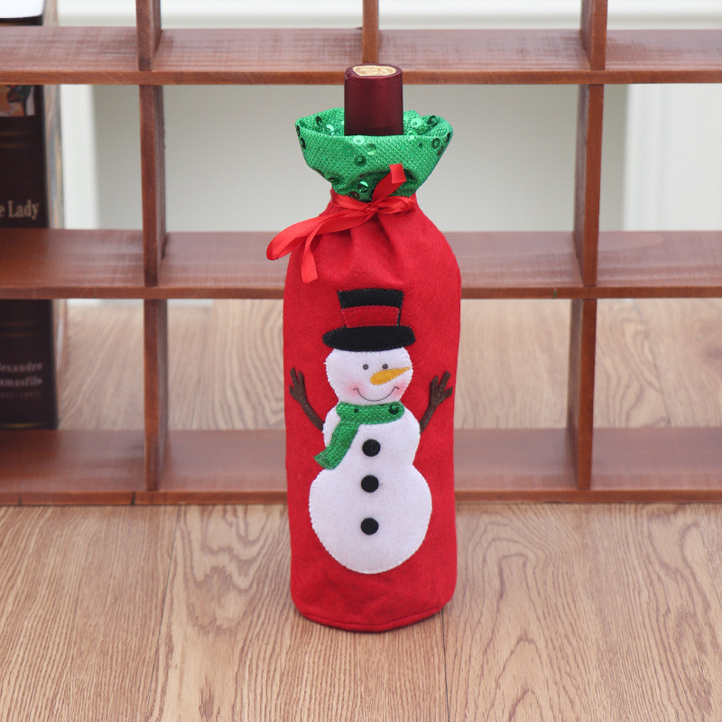 Чохол на пляшку новорічний з паєтками Сніговик 32 на 13 см різнобарвний Київ - фото 5