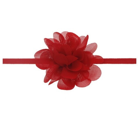 Детская повязка на голову с шифоновым цветком one size красный Киев - изображение 2