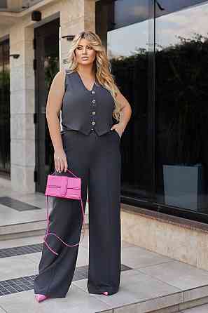 Жіночий костюм двійка жилетка з брюками "Cavin" | Норма | Розпродаж моделі Графіт, 46-48 Київ