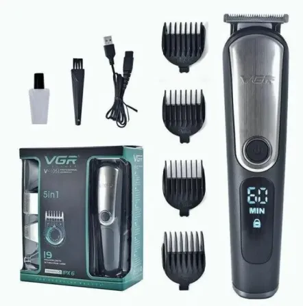 Машинка для стрижки волосся VGR V-105 акумуляторна 7 насадок, USB зарядка, дисплей, тример 5 в 1 Одеса - фото 8