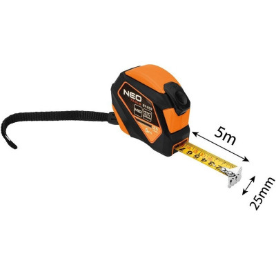 Рулетка Neo Tools 5мx25мм, с фиксатором сматывания, магнит (67-233) Винница - изображение 4