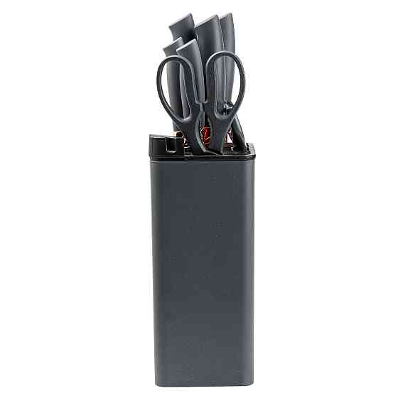 TS Kitchen Набір кухонних ножів 5 штук з ножицями та овочечисткою 33/23.5/24.5/19.5 см Чорний Коломия