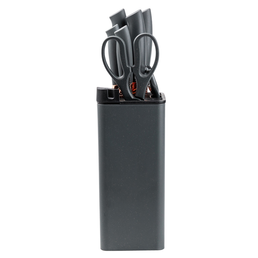 TS Kitchen Набір кухонних ножів 5 штук з ножицями та овочечисткою 33/23.5/24.5/19.5 см Чорний Коломыя - изображение 5