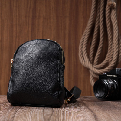 Сумка Vintage Женская через плечо на два отделения из экокожи Черная (22784) Винница - изображение 3