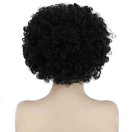 Перука Short Kinky Curly Afro Чорний синтетична термостійка коротка афроперука для жінок і чоловіків 12 дюймів для косплею вечірки Київ