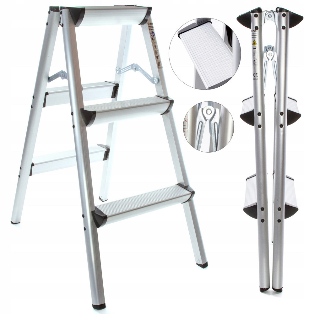 Алюмінієві драбини сходи двосторонні 3 ступені до 150 кг Mar-Pol (M85591) Нововолинськ - фото 1