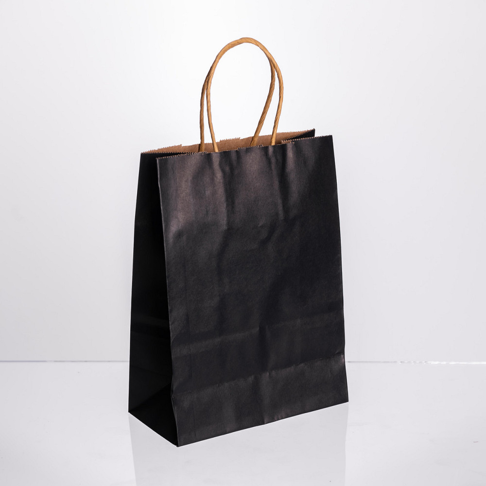 Набір подарункових крафтових пакетів з паперу 12 (шт.) гарні пакети для подарунків 15×8×21 (см) Чорний HP-10359-5B Коломия - фото 1