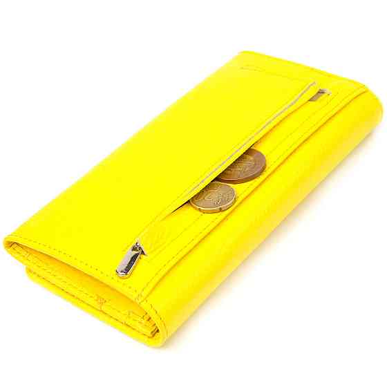 Яскравий молодіжний гаманець із натуральної шкіри флотар CANPELLINI 21612 Лимонний Київ