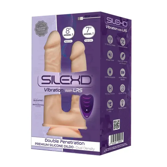 Подвійний фалоімітатор з вібрацією SilexD Double Gusto Vibro Flesh (Model 1 size 8" & 7") + LRS, діа Львів