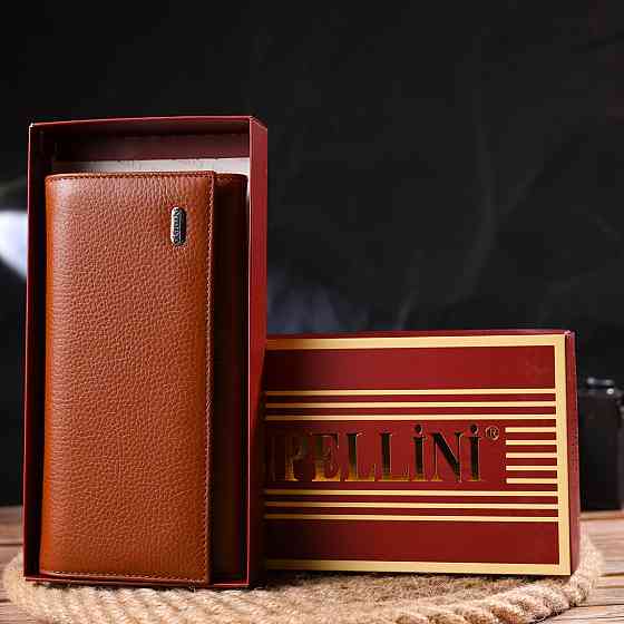 Вместительное женское портмоне с монетницей из натуральной кожи CANPELLINI 21524 Светло-коричневое Киев