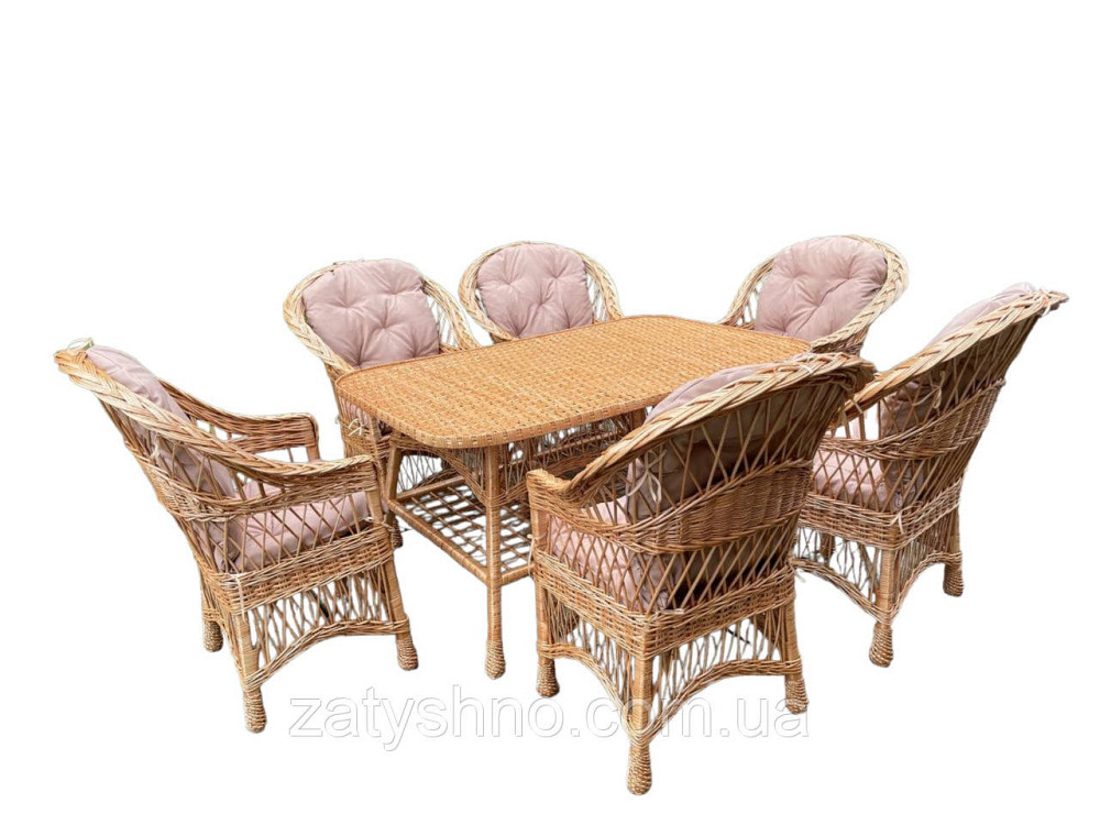 Плетені меблі з великим столом та 6 кріслами Київ - фото 6