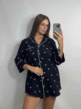 Жіноча муслінова нічна сорочка Чорний XL-2XL Харків