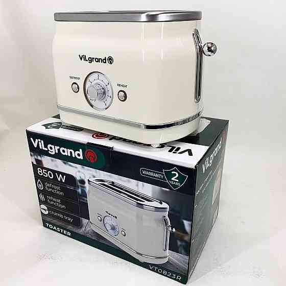 Електричний побутовий тостер на 2 тости ViLgrand VT0823R 850 Вт, Електро тостер Маленький PT-59 Київ