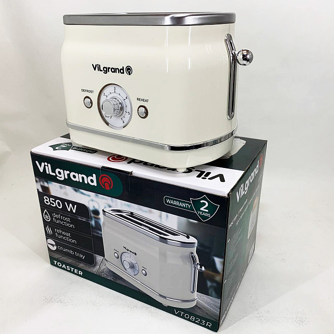 Електричний побутовий тостер на 2 тости ViLgrand VT0823R 850 Вт, Електро тостер Маленький PT-59 Київ - фото 4