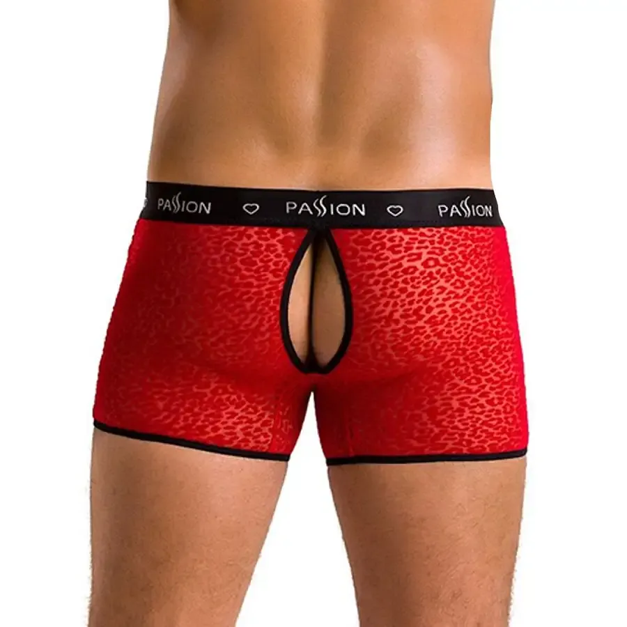 Чоловічі прозорі боксери Passion 046 SHORT PARKER S/M Red, сітка, під леопард Львів - фото 2
