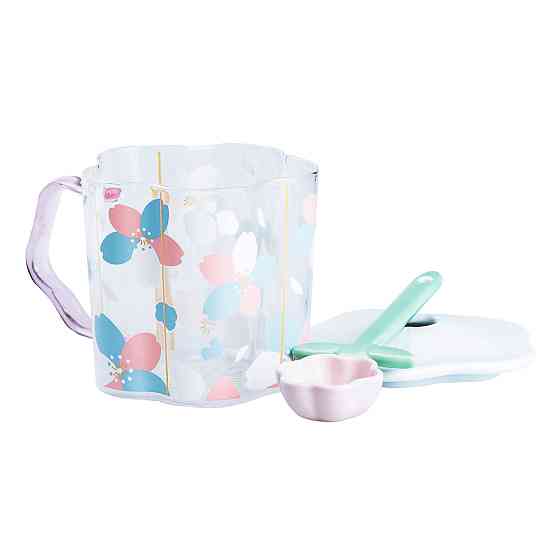 Happy Life Чашка скляна 500 мл з ложкою та кришкою Блакитний HP7213BL Київ