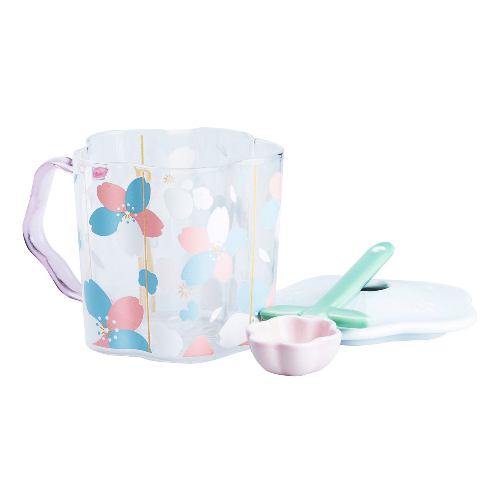 Happy Life Чашка скляна 500 мл з ложкою та кришкою Блакитний HP7213BL Киев - изображение 3