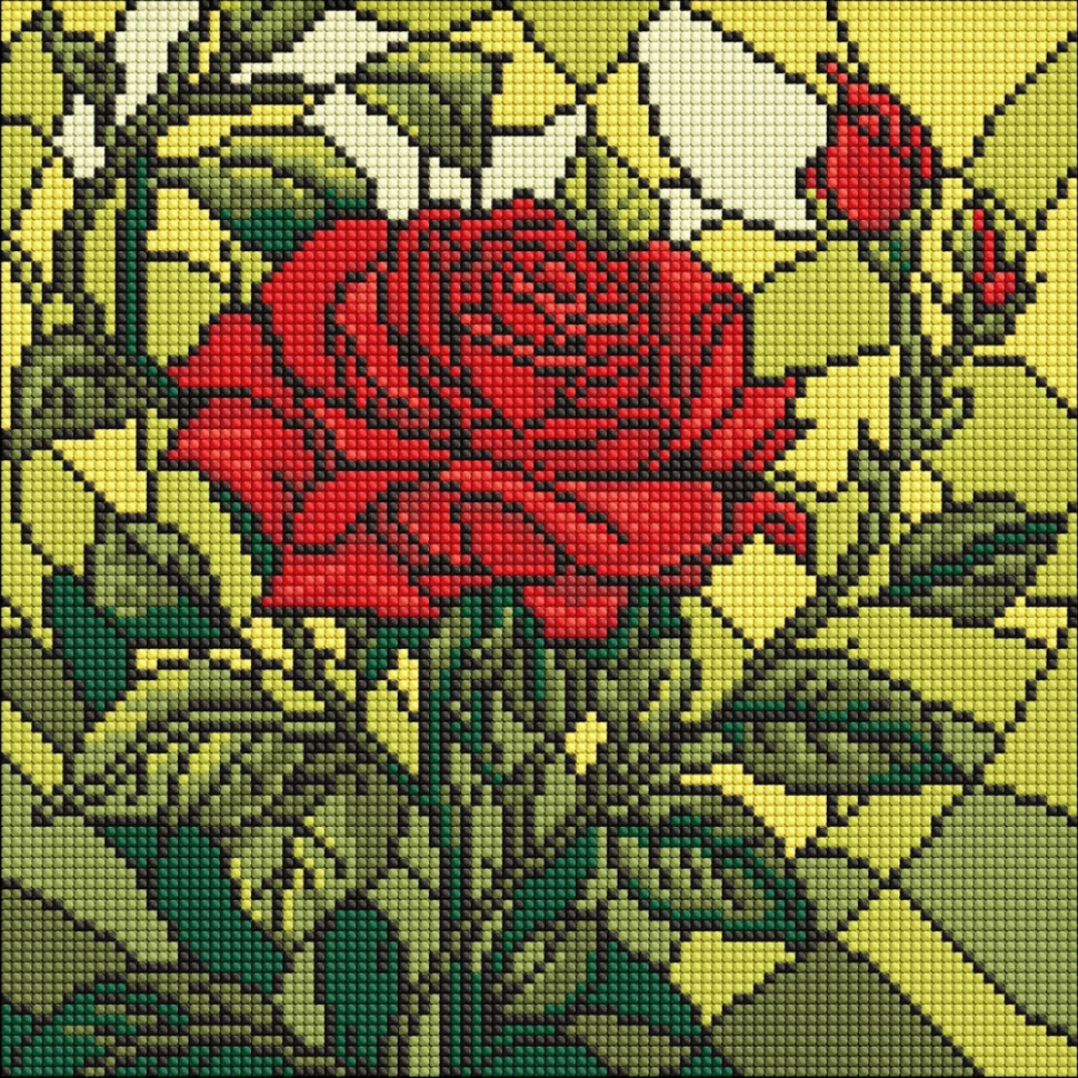 Алмазна мозаїка "Вітраж. Троянда" ©art_selena_ua AMO8321, 30х30 см Вінниця - фото 1