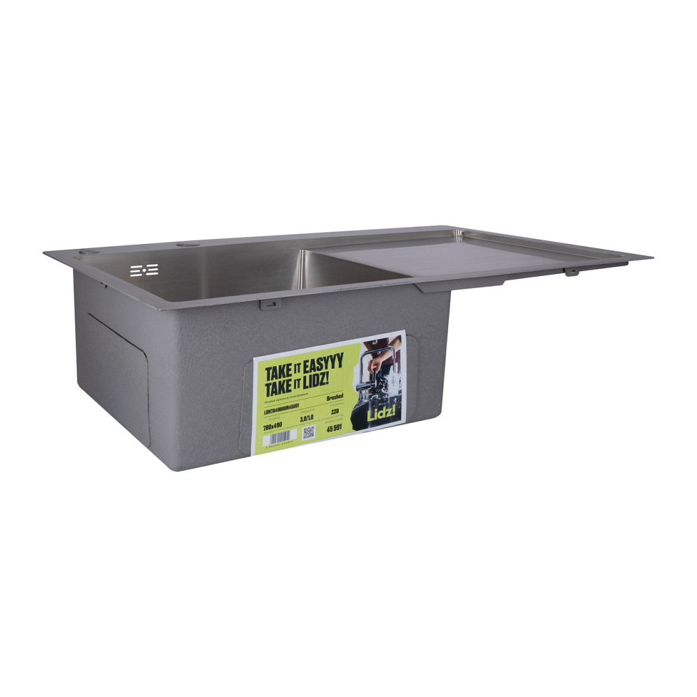 Мийка для кухні інтегрована Lidz Handmade H7849R крило праворуч (LDH7849BRUR45591) Brushed Steel 3,0/1,0 мм Київ - фото 3