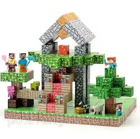 Магнітний конструктор майнкрафт 296 магнітних блока будинок в лісі Dream World LZCK 022 Хмельницький