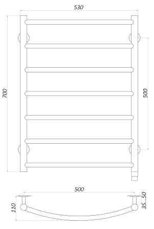 Рушникосушарка UNIO LD ЕU 700-500-7 Драбинка Дуга електро Київ