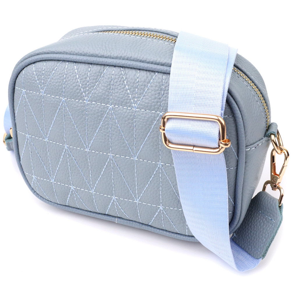 Незвичайна сумка жіноча на кожен день з натуральної шкіри Vintage 22902 Сіро-блакитний Київ - фото 1