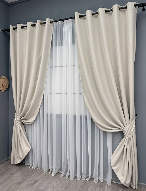 Комплект штор на люверсах VR-Textil Блэкаут двусторонний Scandi № 1902ш Таш 150х250 см 2 шт (37-0307) Киев - изображение 3