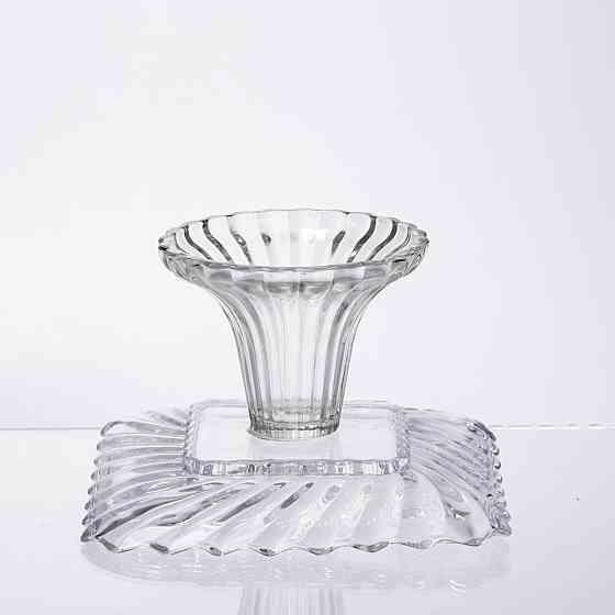 Тортівниця скляна квадратна на ніжці, 16×16 см прозора 64486-15 Київ