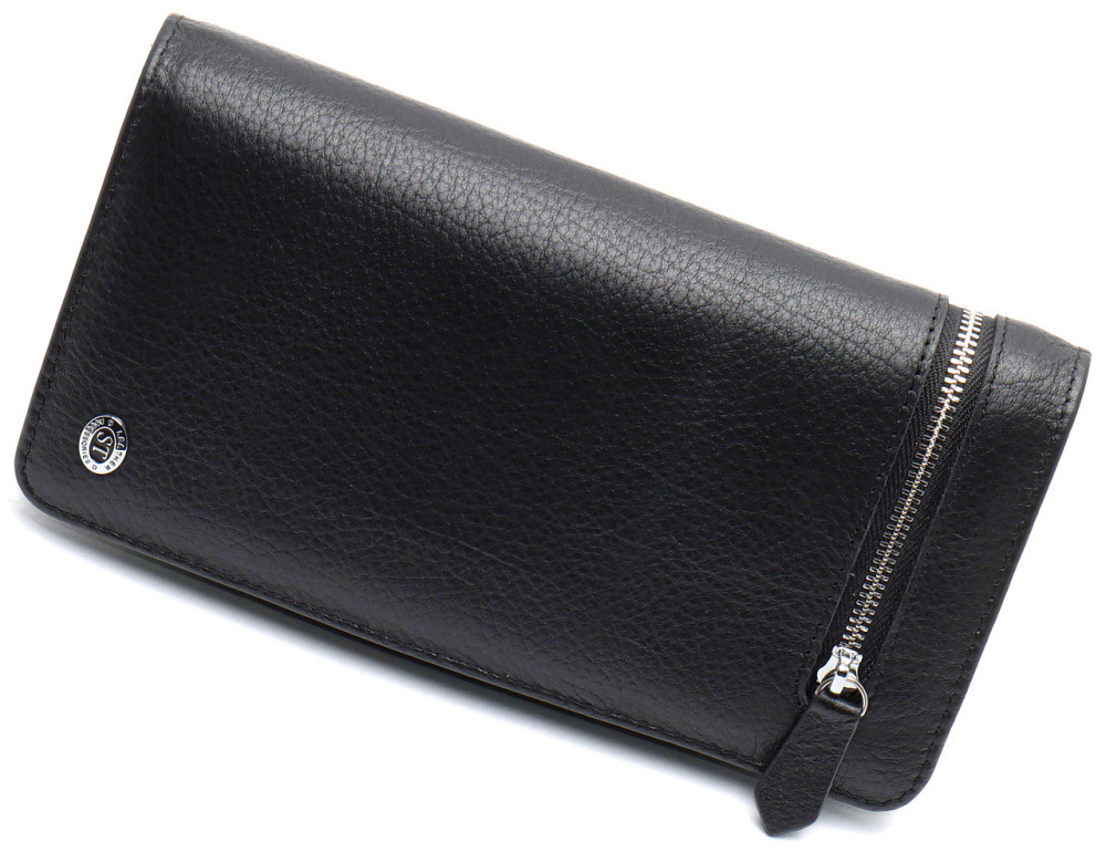 Чоловічий гаманець ST Leather (20 х 10 х 3.5 см) з натуральної шкіри Чорний Київ - фото 11