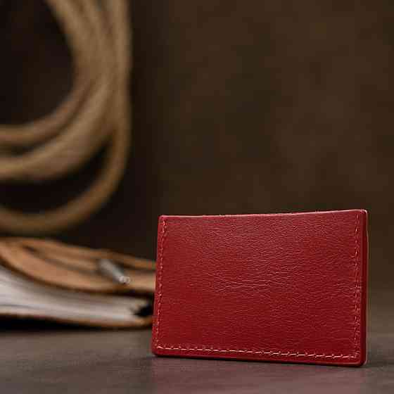 Шкіряний жіночий картхолдер GRANDE PELLE 11396 Червоний Київ