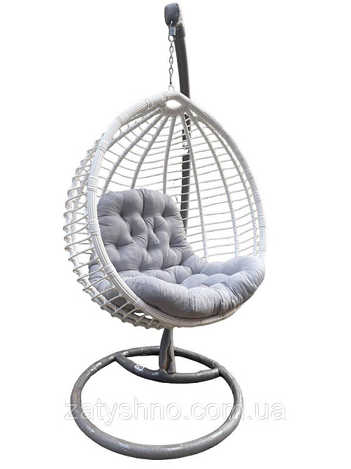 Кокон із ротанга з сірою подушкою Київ - фото 1