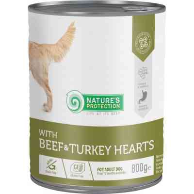Консерви для собак Nature&apos;s Protection with Beef&amp;Turkey Hearts 800 г (KIK45604) Вінниця