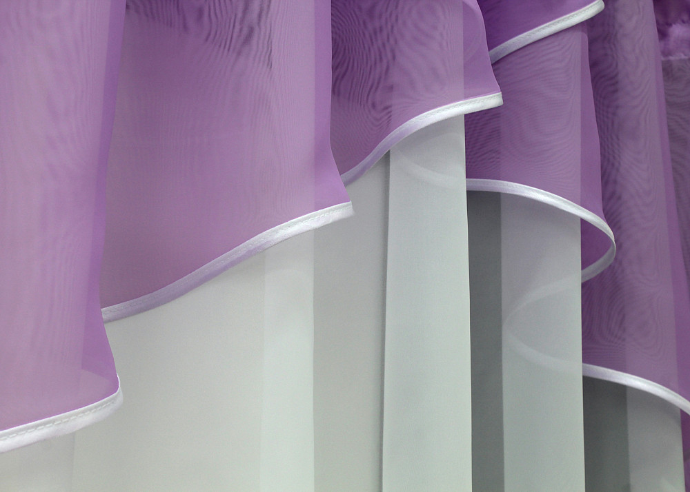 Кухонная тюль арка с ламбрекеном VR-Textil № 025к белый с сиреневым 280х170 см (52-0861) Киев - изображение 4