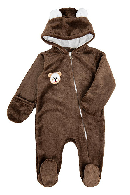 Комбинезон теплый для новорожденных с ушками, велсофт  топ Крохатушка одяг 62, Вшитый, Полиэстер Киев - изображение 1