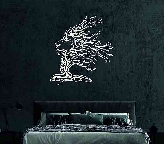 Декоративное настенное 3D Панно «Лев» Декор на стену с объемом 90*83 см, Белый Киев