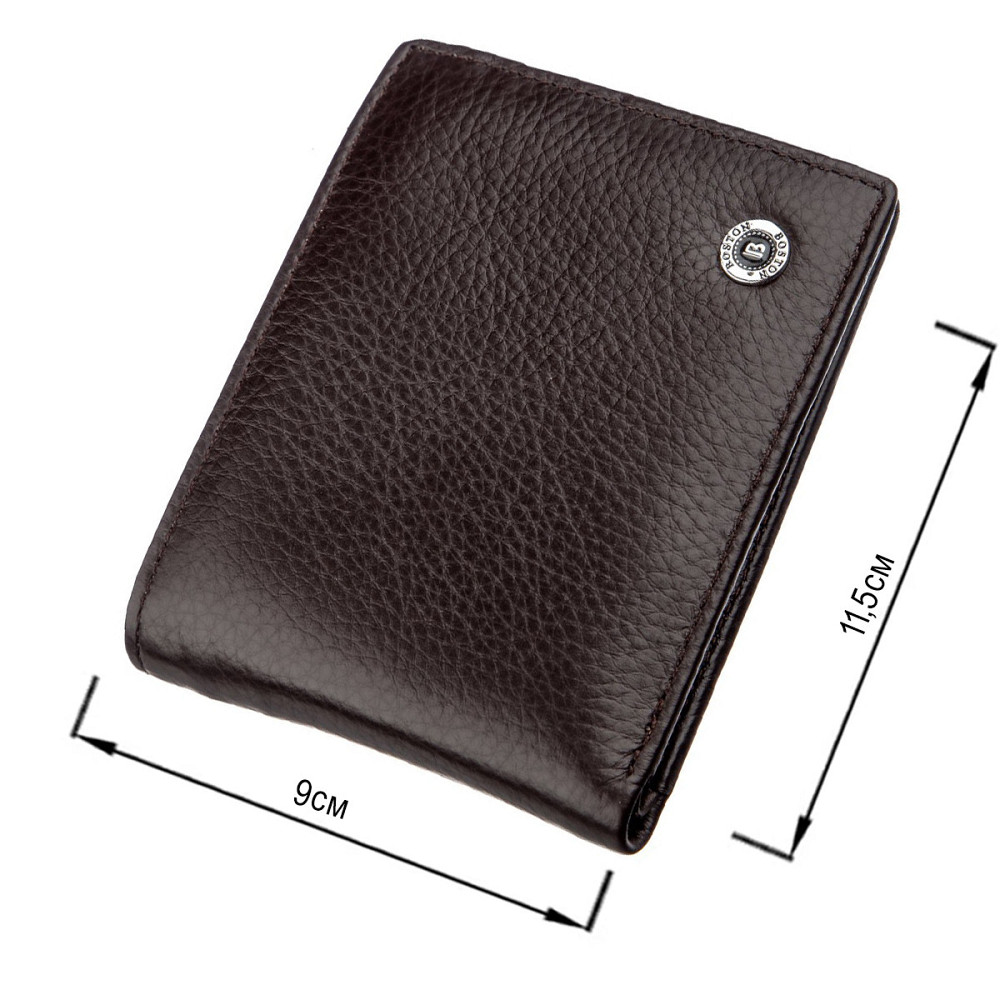 Кожаный мужской бумажник на магните Коричневый (Boston) Киев - изображение 1