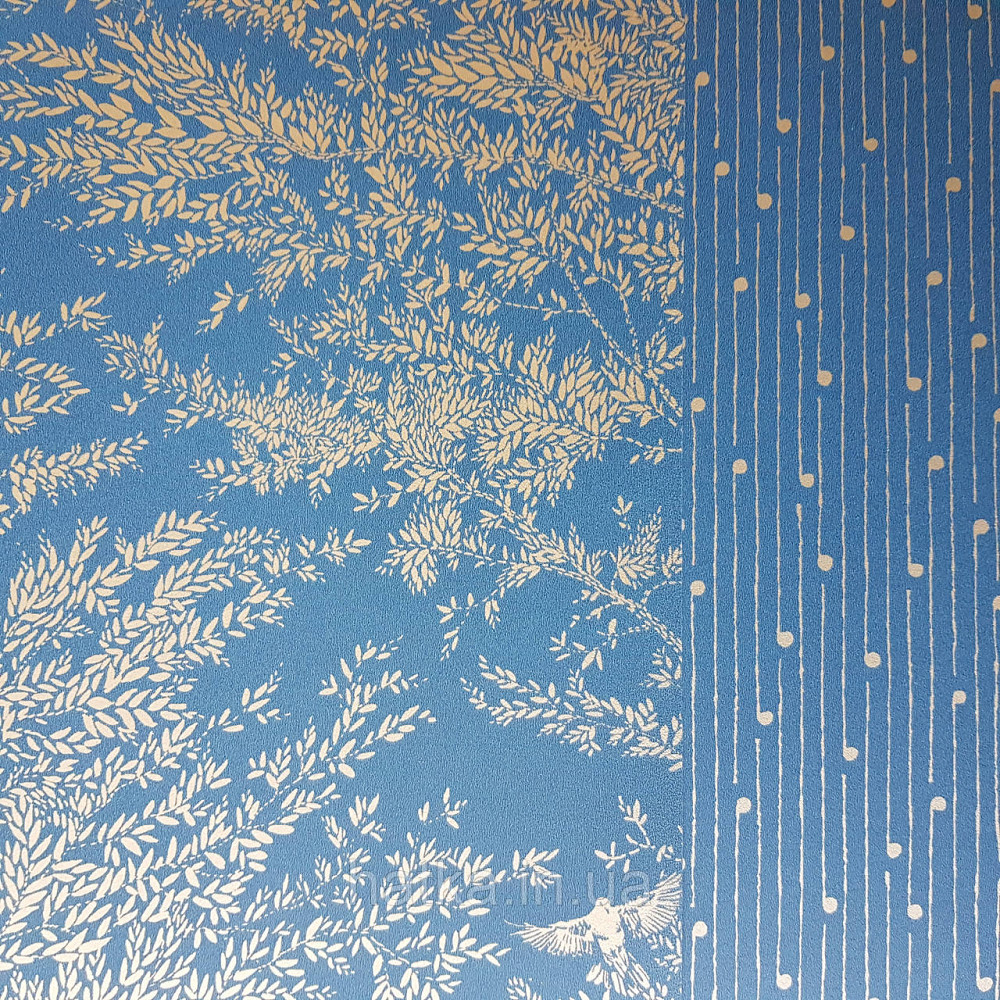Шпалери вінілові на флізелін Caselio The Place to bed 0.53х10 м природа дерева гілки золотисті на синьому Київ - фото 2