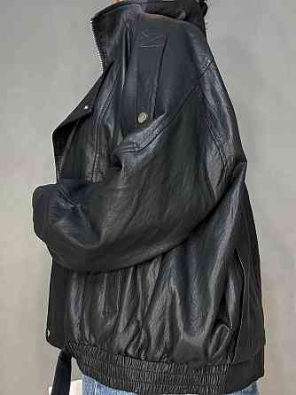 Куртка женская YZY 30045 из экокожи бомбер удлиненная оверсайз черная, черный, L Киев