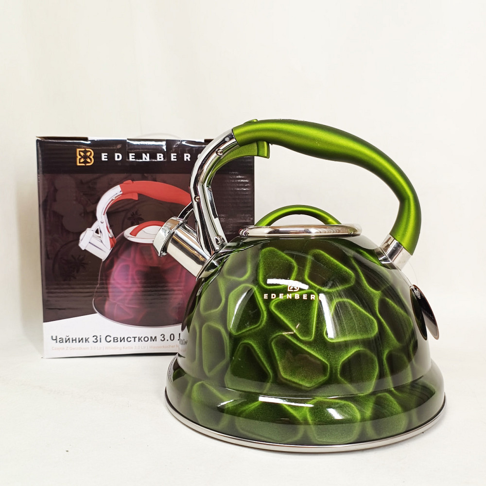 Элегантный чайник из нержавеющей стали со свистком Edenberg EB-1910 3л, Чайник на плиту для кухни JL-29 Львов - изображение 6